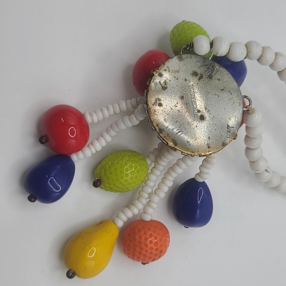 Vintage Glass Fruit Necklace Cluster‎ Signed Czech 15" - Picture 9 of 12